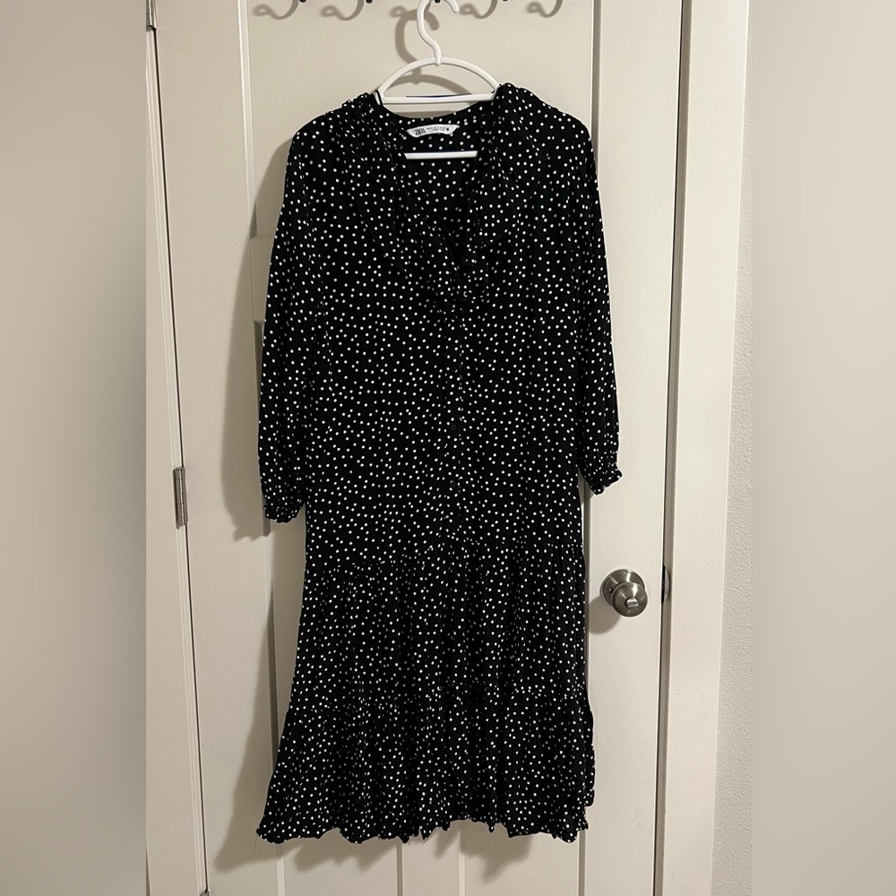 Zara Black Dress with White Dots